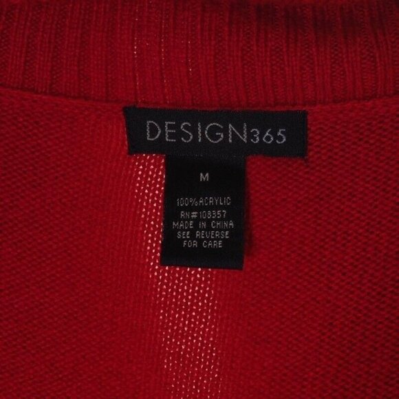 Design 365 Sweater Womens Size Medium Neck Red Button Short Sleeves - Picture 9 of 10